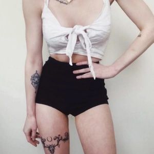 White Cottage Core Front Tie Crop Top White
